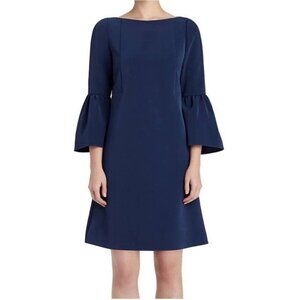 Lafayette 148 New York Navy Marisa Bell Sleeve Shift Dress Size Petite